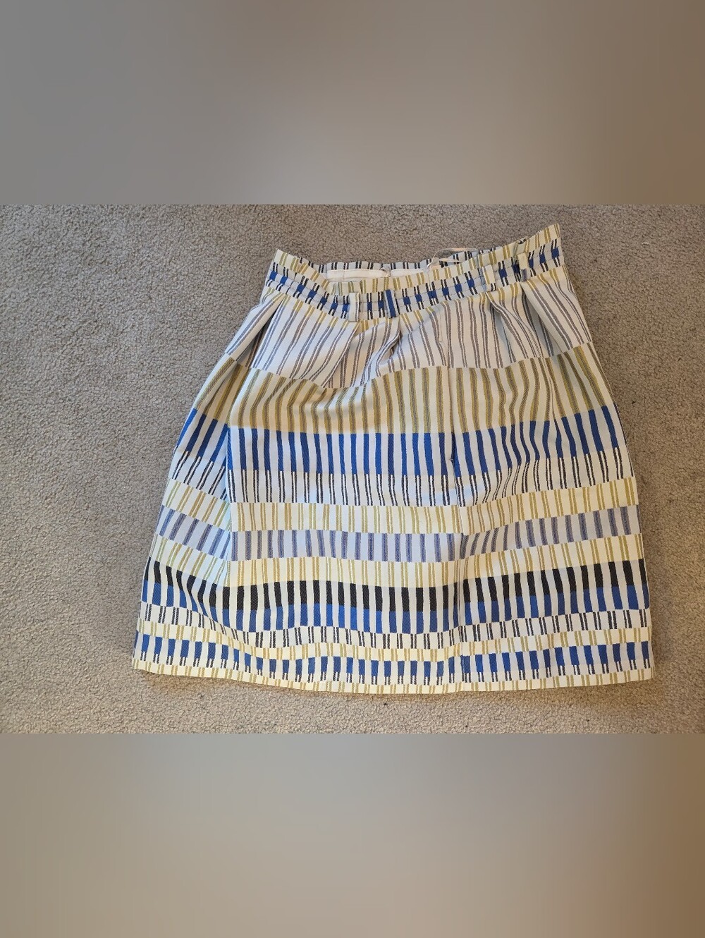 Massimo Dutti Blue Yellow & Cream Pleated Skirt